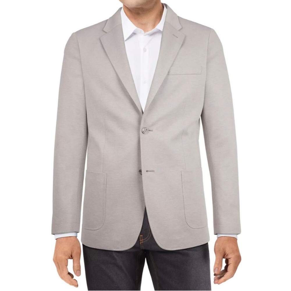 Tommy Hilfiger Modern-Fit Solid Textured Knit Sport Coat Mens 42S Light Grey